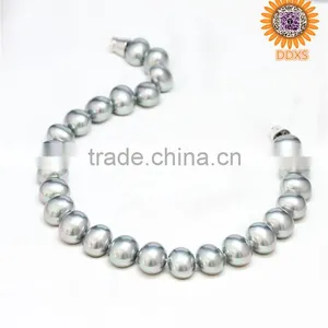 AAAA+ Rainbow Peacock Oval Real Southsea Shell Pearl Necklace thumbnail-1