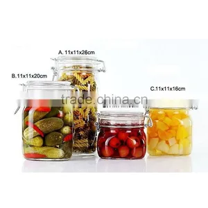 5sizes Glass Storage Jar With Glass Lid Metal Clip thumbnail-3
