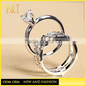 Jingli Jewelry China Factory Zircon Stones 925 Sterling Silver Couple Wedding Ring Set (YJ-0441) thumbnail-2
