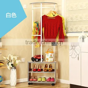 Metal Garment Rack Clothes Stand Portable Clothing Hanger Shoe Rack With Shelves thumbnail-3