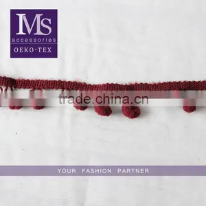 Hot Sales Cute 2cm Width Polyetser Indian Pom Pom Trims for Garment/bags thumbnail-1