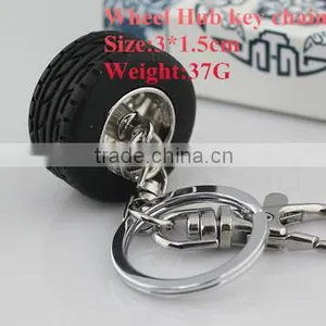 Wholesale Car Auto Parts Bag Hanging Alloy Wheel Hub Design Keychain Decoration 8cm Long thumbnail-1