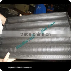 Aluminum Alloy 5 Grooves 400*600 Perforated Teflon Coated Baguette Tray/ French Bread Baking Tray thumbnail-2