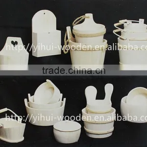 Natural Round Wooden Barrel, Wooden Cask, Wooden Bucket thumbnail-1