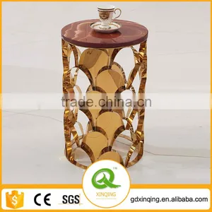 D396 Round Marble Top Stainless Steel Rose Gold Side Table thumbnail-1
