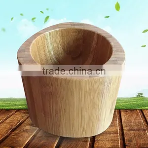 Natural Bamboo Wooden Food Processing Grinding Tank Hammer, Bamboo Wooden Garlic Bowl Easy To Use thumbnail-3