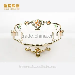 Hot Sale Restaurant Ceramic Plates/ Bulk Ceramic Fruit Plate Electroplated thumbnail-2