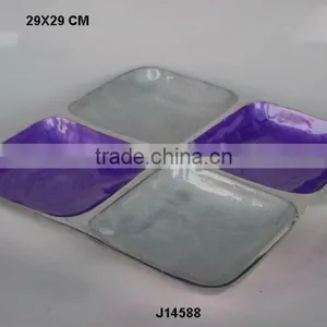 Four Compartment Fingure Painted Cast Aluminium Bowl With Food Safe Enamel thumbnail-1
