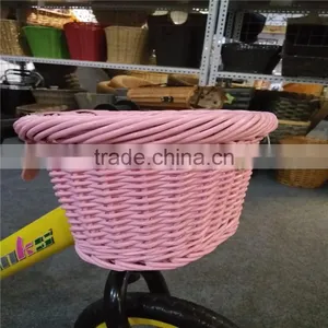 Cheap Round Pink Wicker Bike Basket thumbnail-1