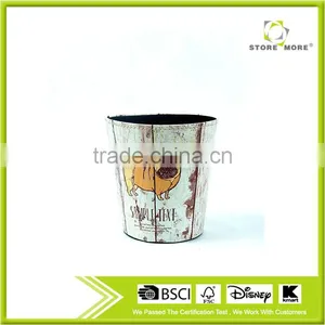 Cute Dog Print Waste Bin Faux Leather Trash Can For Home/Office/Hotel thumbnail-1