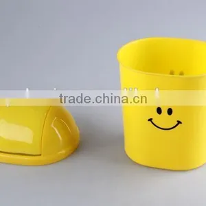 Printed Smiling Face Plastic Trash Can Household Garbage Can/Desktop Bin thumbnail-3
