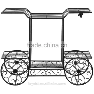 Elegant European Style Cart Design 6 Tier Wrought Metal Planter / Flower Pot Holder Display Rack Stand Garden Decor thumbnail-3