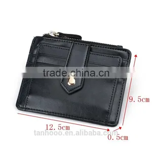 Hot Sale Bifold Style Genuine Leather RFID Blocking ID Card Holder Multi Credit Card Pocket Cash Purse With Buckle Zipper thumbnail-3