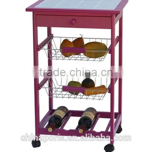 FACTROY SALING!!! Wooden Kitchen Trolley With TWO Metal Wire Brackets thumbnail-1