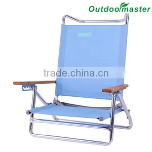5-Position Lightweight Lay Flat Aluminum Folding Portable Reclining Chair thumbnail-1