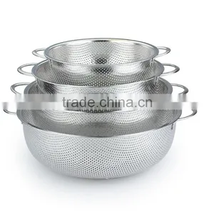 Best Selling Silver Royal Style Two Ears Stainless Steel Vegetable Strainer, Colander, Fruit Basket thumbnail-5