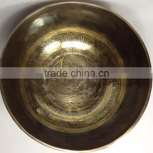 Blessing Buddha Carved Om Mane Padme Hum Tibetan Handmade Singing Bowl thumbnail-2