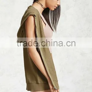 OEM Women Sleeveless Hoodies Plain Blank Stylish 100% Cotton Zip Up Gym Sleeveless Hoodie For Gym thumbnail-3