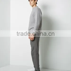 Solid Color Gray 100% Cotton Quilted Sweatshirts thumbnail-2