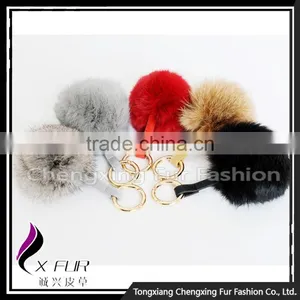 CX-R-49 Genuine Rabbit Fur Ball Keychain thumbnail-1