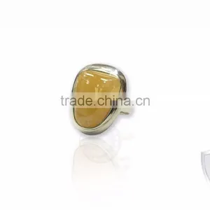 925 Silver Fashionable Uncut Yellow Sapphire Gemstone Ring thumbnail-1