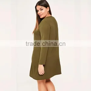 Olive Green Long Sleeve Short Dresses 7xl Plus Size Fat Lady Clothing thumbnail-2
