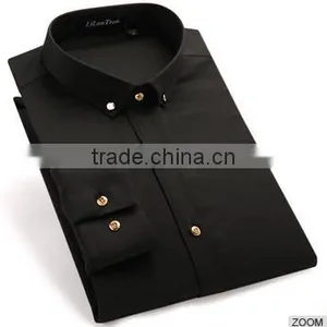 New Style Metal Button Shirt Latest Design for Men 2016 Organic Cotton Leisure Shirt thumbnail-3