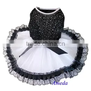 Black White Lace Bling Bling Princess Party Dress Pet Small Dog Clothes XS S M L thumbnail-1