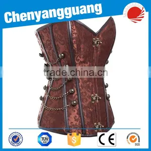 CYG-Cosplay Black Satin Red Ruffle Corset Lingerie Bustier thumbnail-4