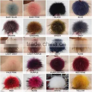 YR892 Hot Sale 12cm Diameter Colorful Raccoon Fur Ball thumbnail-1