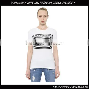 OEM China Manufacturer Silk Screen Printing White T-Shirts For Women,Girls Short Sleeve Slim Cotton T Shirts thumbnail-1