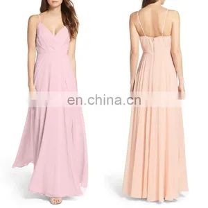 Elegant Spaghetti Strap Long Chiffon Surplice Sexy Evening Dress Women thumbnail-1