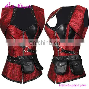 Upscale Sexy Red Mature 24 Steel Boned Tummy Cincher Corset thumbnail-1
