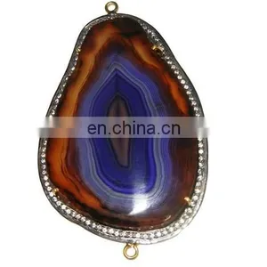 Agate Slice Pave Set Gemstone Connector thumbnail-1
