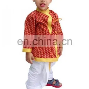 Rajasthani Indian Dabu Print Dhoti Kurta, Boy's Traditional Angrakha Set, Dhoti Suit, Kids Baby Wear, Ethnic Dress thumbnail-4