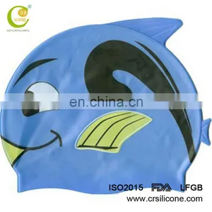 Newest Cute Blue Cartoon Fashion Silicone Material Swim Caps Boys Waterproof Caps thumbnail-2