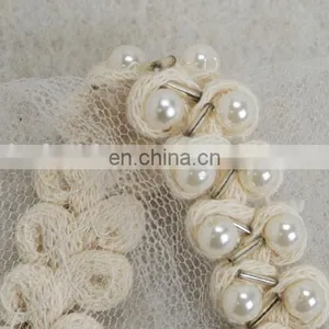 White Lace Peal Beaded Mesh Decorative Lace Trimming thumbnail-5