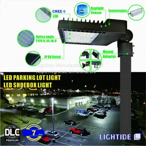 DLC Premium Parking Lot Lights LED Fixture, CREE LED 250W, 100-277vac, 7 Yrs Warranty thumbnail-2