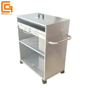 Outdoor Portable BBQ Trolley Grill Forest Charcoal Barbeque Grill With Two Side Handles thumbnail-2