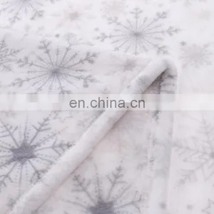100%Polyester Super Soft Coral Fleece Snowflake Printed Plush Throw Blanket thumbnail-3