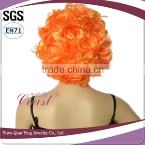 Cheap Short Synthetic Curly Orange Afor Wigs for Party thumbnail-3