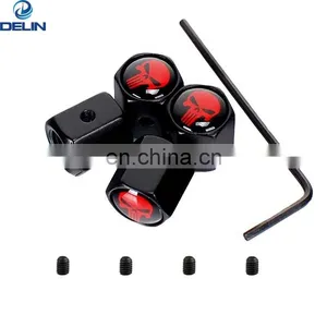 Metal Set Of 4 Pcs Custom Logo Black Anti Theft Locking Tire Valve Cap With Key thumbnail-2