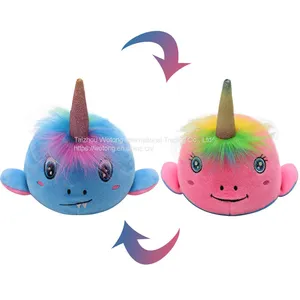 Double Sided Doll Flipped Whale Doll Reversible Flip Narwhal Whale Mood Plushy Stuffed Toy For Kids Gifts thumbnail-4