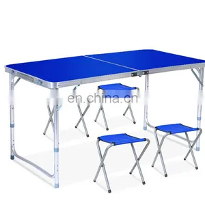 Household Plastic Adjustable Height Folding Table Legs Super Light Folding Camping Table Bbq Table and Chair Set thumbnail-1