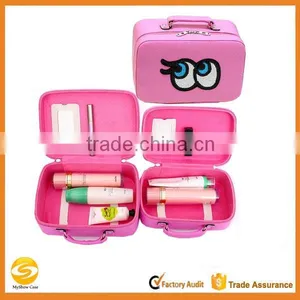 Pink Leather Girl Cosmetic Train Case,custom Leather Makeup Carrying Box,Beauty Vanity Artist Case thumbnail-1