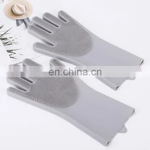 Household Silicone Reusable Easy to Clean Wash The Dishes Magic Dishwashing Cleaning Gloves thumbnail-5