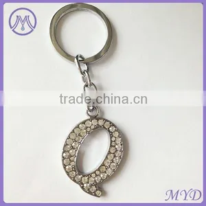 F Letter Metal Key Chain Alphabet Key Ring With Rhinestone Paved thumbnail-2