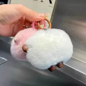 Kawaii Monster Fur Pom Pom Keychain thumbnail-2