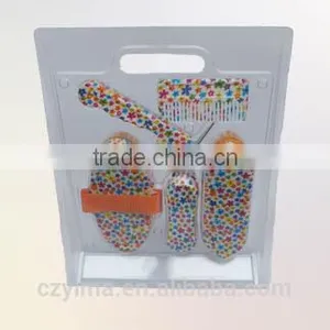 New Arrival ~ 5 Pieces Colored Pattern Horse Grooming Kit With Blister/flower thumbnail-1