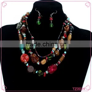 2016 Women Vintage Bohemia Multilayers Beads Necklace Earring Jewelry Set thumbnail-1